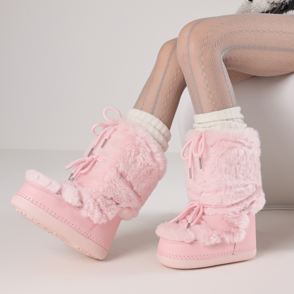 Waterproof Winter Boot - Botas peludas para mujer, botas planas
