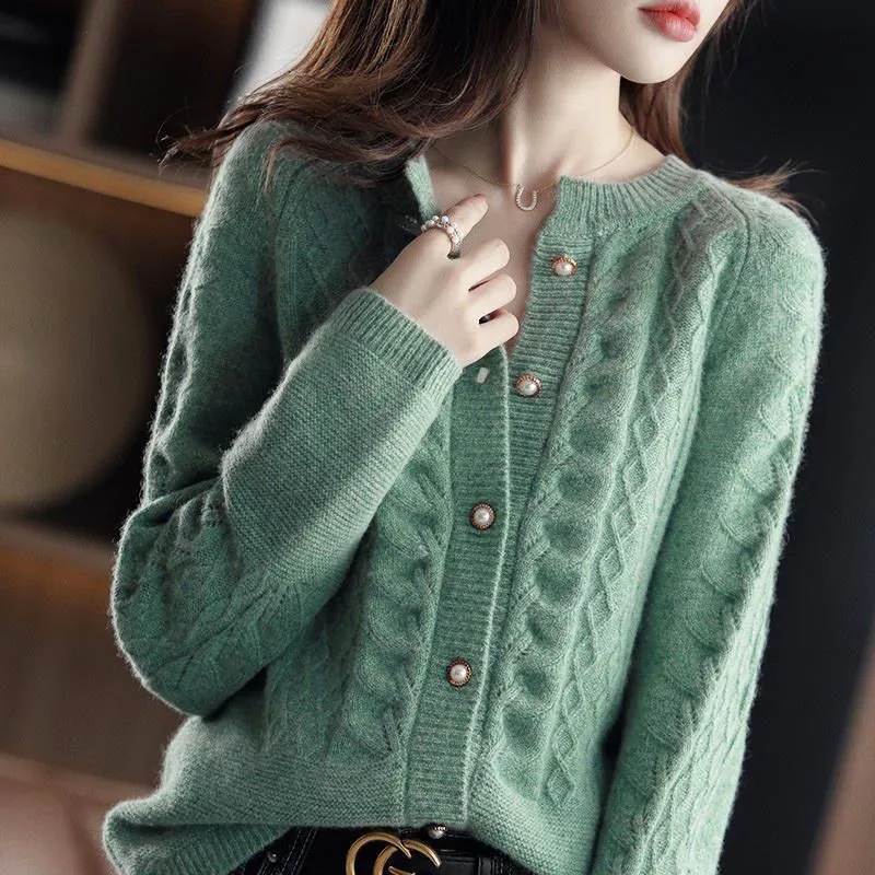 Wool Coat Peacoat - Cárdigan de Punto Vintage para Mujer,