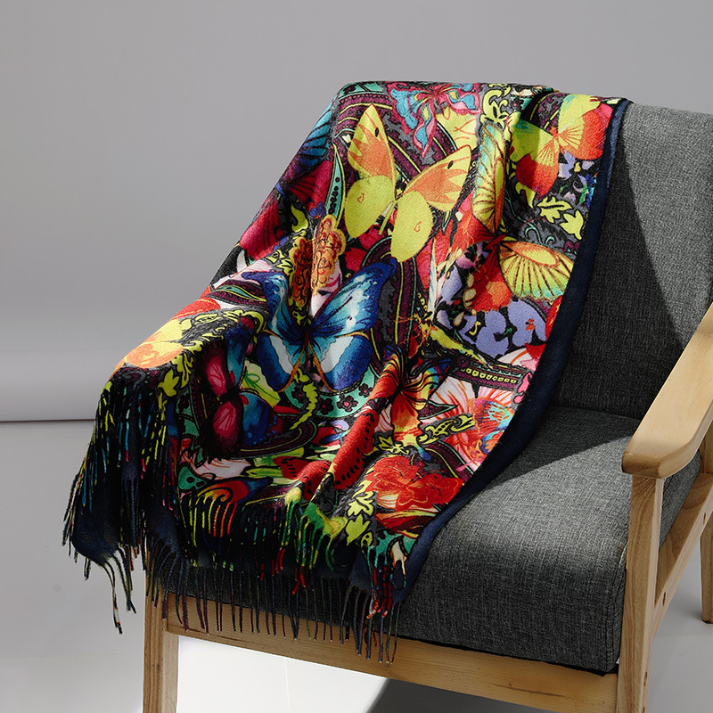 Shawl Wrap Winter - Bufanda de Cachemira con pintura al